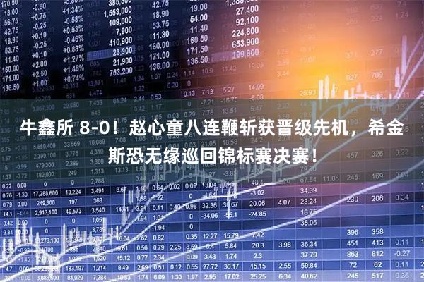 牛鑫所 8-0！赵心童八连鞭斩获晋级先机，希金斯恐无缘巡回锦标赛决赛！